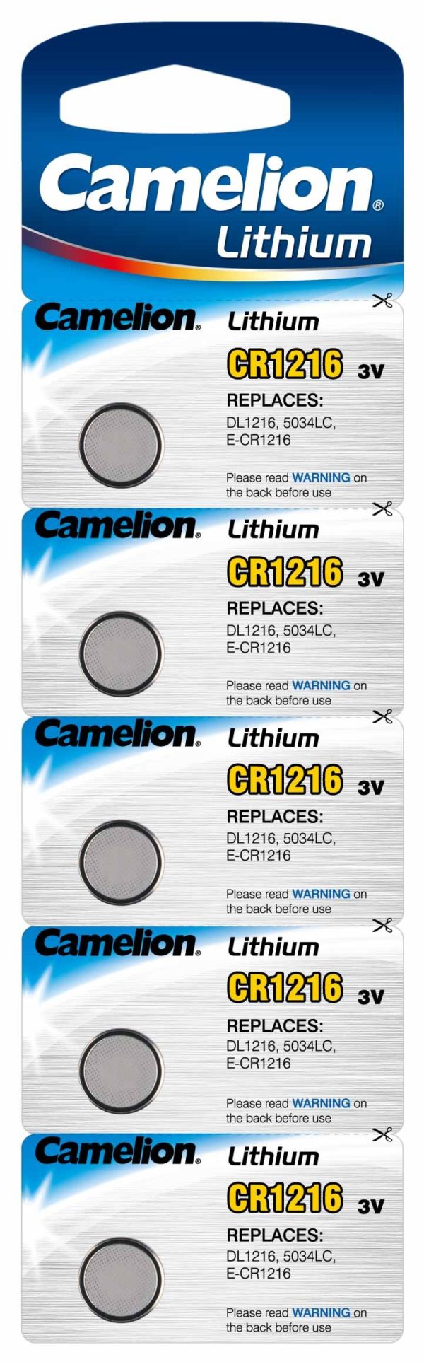 Blister 5 piles CR1216 3V Lithium