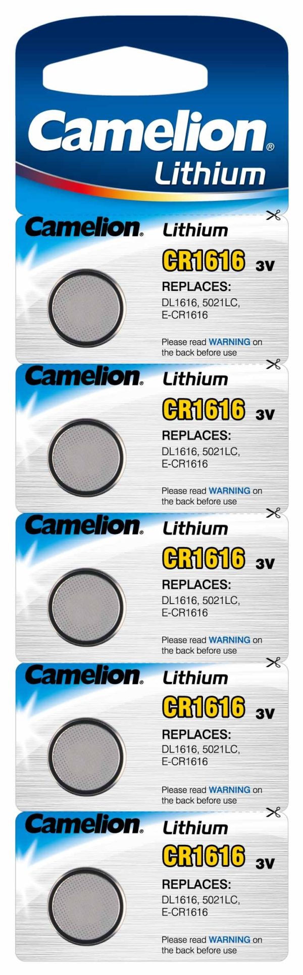 Blister 5 piles CR-1616 3V Lithium Camelion