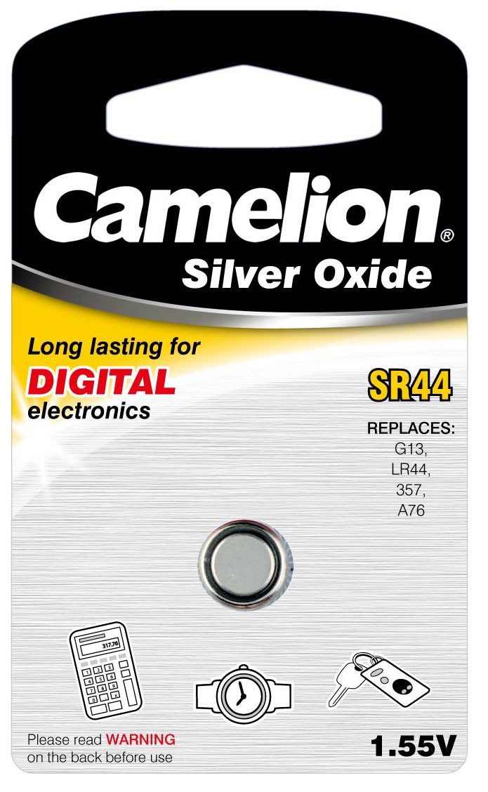 Blister 1 pile bouton Oxyde d'argent SR44 / G13 Camelion