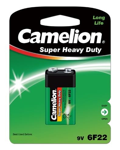 Blister de 1 pile 9V / 6F22 Super Heavy Vert Camelion