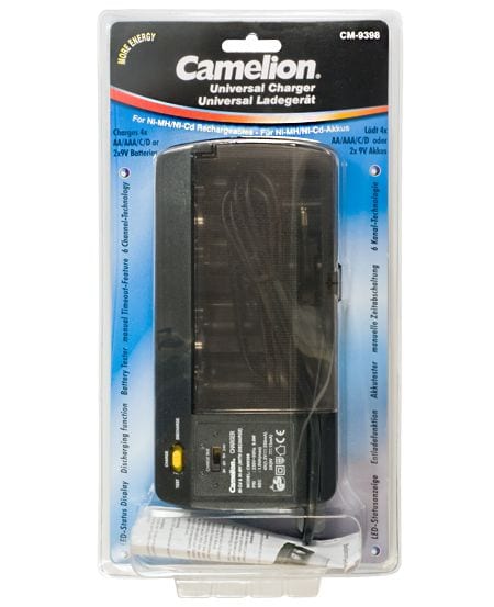 Chargeur Camelion CM9398 pour piles et accumulateurs AA/AAA/C/D/ ou 9V