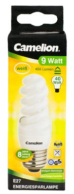 Ampoule fluocompacte T2 Slim Full Spirale / 9W / E27 / 4000K couleur blanc neutre