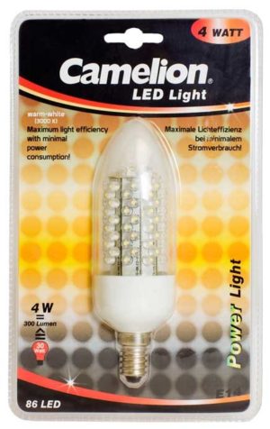 Ampoule Maxi Bougie Led CLQ015 E14 86 LED 4,5Watt 290-320 Lumen 3000K couleur blanc chaud