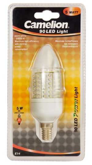 Ampoule Maxi Bougie Led BLG42 E14 90 LED 5 Watt 370 Lumen 2800K couleur blanc chaud