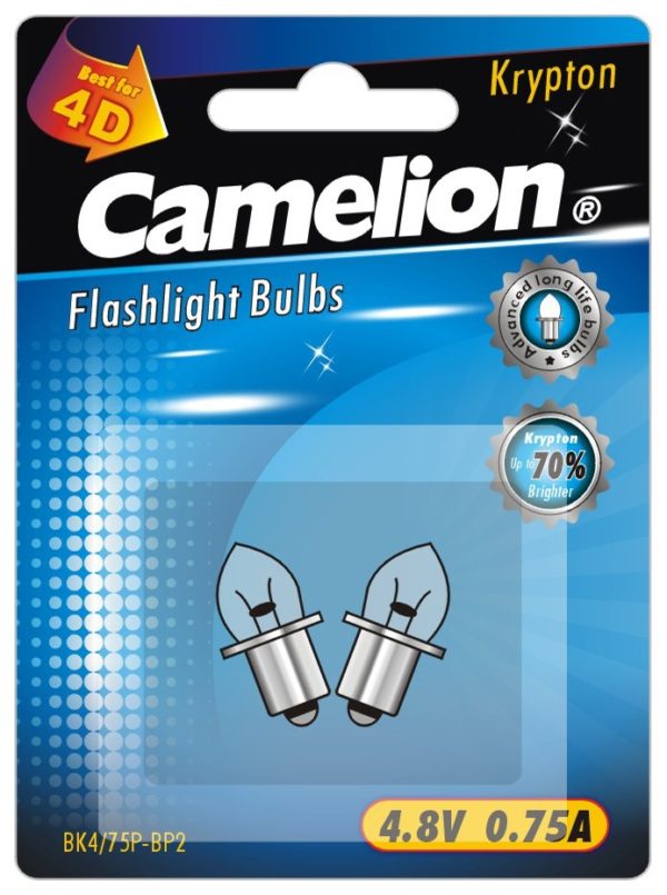 2 Ampoules pour lampes de poche BK4 75P (4,8 V 0,75A Krypton) sous blister