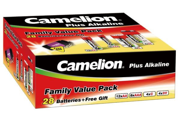 Boite d'assortiment de 28 piles alcalines + porte cle Camelion