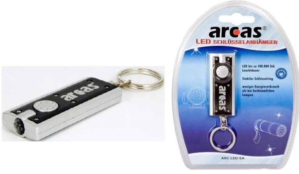 Arcas Porte cle lampe de poche rectangulaire ARC-LED-SA / 1 LED avec 2 piles CR1220