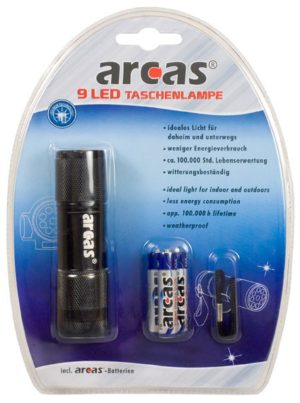Arcas Lampe de poche ARC-9 LED 9 LED avec 3 piles AAA