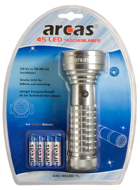 Arcas Torche ARC-45 LED 45 LED avec 4 piles AA