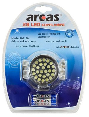 Arcas Lampe frontale ARC-28 LED-HL avec 28 LED avec 3 x piles AAA