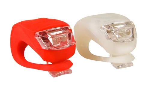 Set Lampes mobiles/vélo 2 LED / 1 lampe rouge 2 Led et 1 lampe blanche 2 Led + 2 piles CR2032