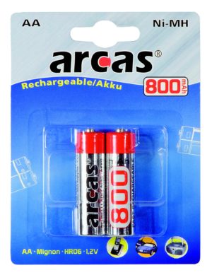 Arcas Blister de 2 Accus NiMH HR6 / AA / 800mAh / 1,2V