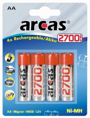 Arcas Blister de 4 Accus NiMH HR6 / AA / 2700mAh / 1,2V