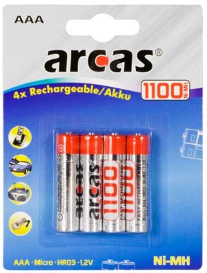 Arcas Blister de 4 Accus NiMH HR03 / AAA / 1100mAh / 1,2V