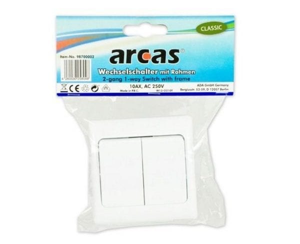 Interrupteur Arcas bascule (2 boutons) avec cadre