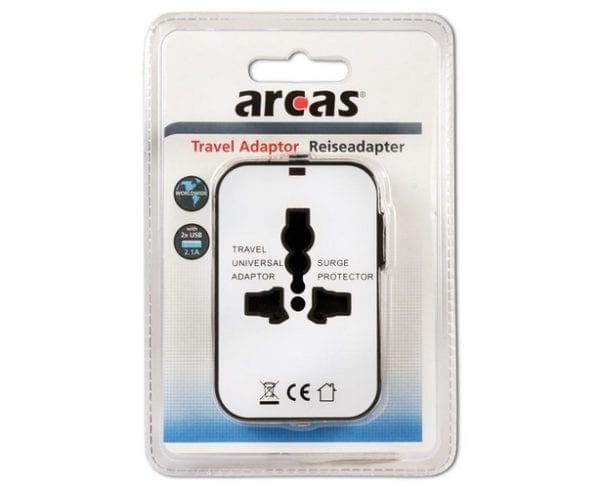 Prise adaptateur voyage Arcas avec 2 ports USB