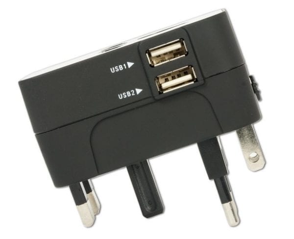 Prise adaptateur voyage Arcas avec 2 ports USB