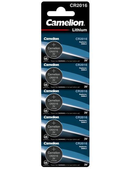 CAMELION - Lot de 5 piles bouton lithium CR2016 3V 