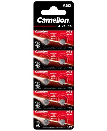 camelion 10 piles bouton alcaline AG 3 LR41 LR736 392 sans mercure