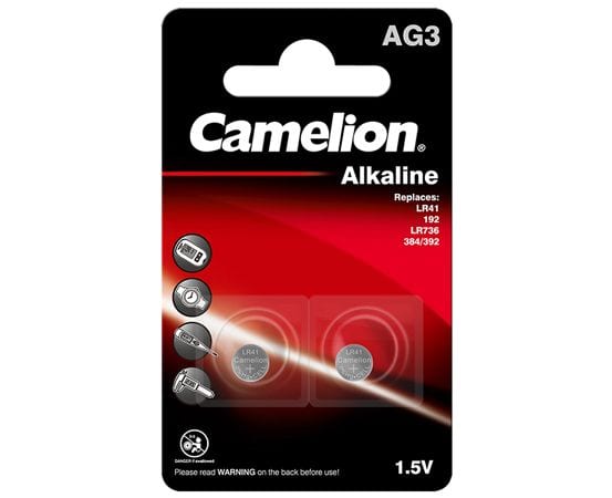 Piles CAMELION 12000203 pack de 2 piles bouton alkaline ag3/lr41/lr736/392  1,5 v